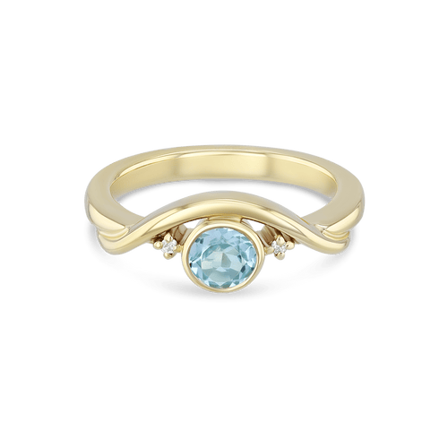 Embrace Ring Catherine Best 9ct Yellow Gold with Blue Topaz and Diamond