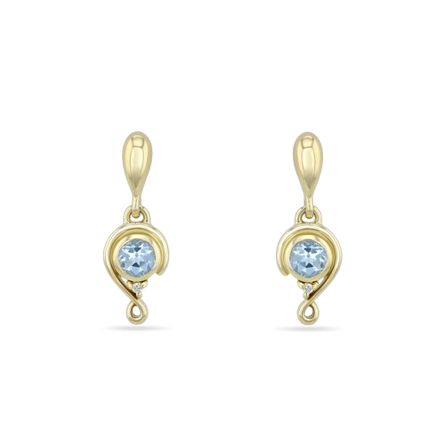 Embrace Drop Earrings Earring Catherine Best 9ct Yellow Gold with Blue Topaz and Diamond