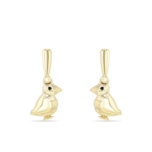 George the Puffin Earrings Catherine Best Drop 9ct Yellow Gold