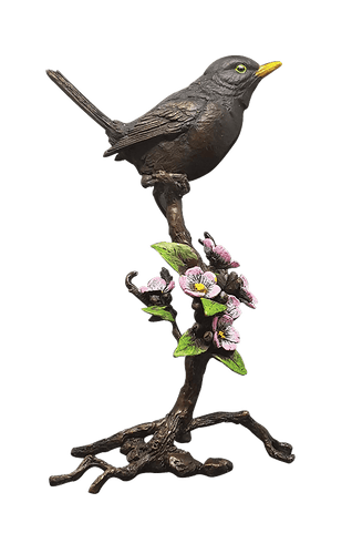 Richard Cooper Blackbird with Blossom Bronze Sculpture Catherine Best Dev