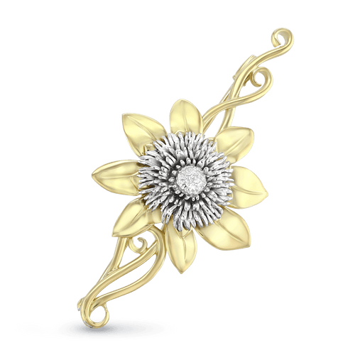 Clematis Empress Brooch Catherine Best Dev 18ct Yellow and White Gold
