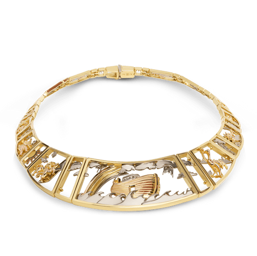 Noahs Ark Picture Necklace Handmade in 18ct Yellow White and Rose Gold Catherine Best Dev