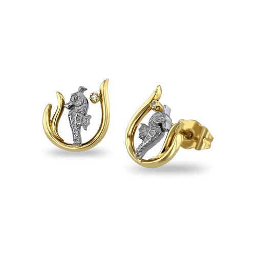 Seahorse Gold & Diamond Stud Earrings Catherine Best Dev