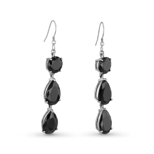 Midnight Earrings Catherine Best Dev Three Stone in Black Cz