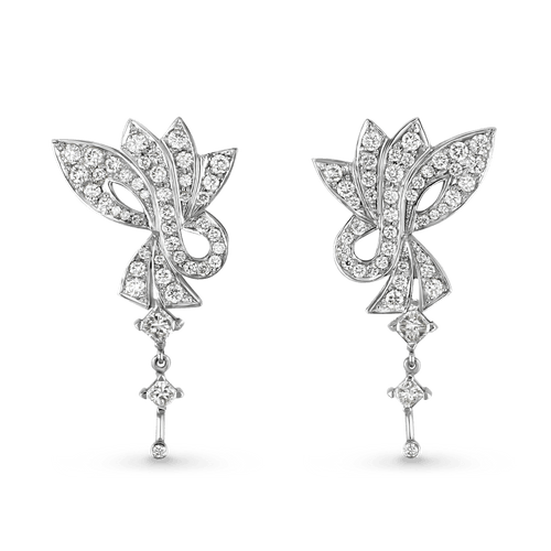 Flutterby Handmade Diamond Drop Earrings in Platinum Catherine Best Dev