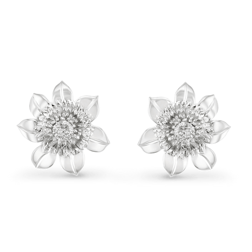 Clematis Empress Stud Earrings Catherine Best Dev Silver
