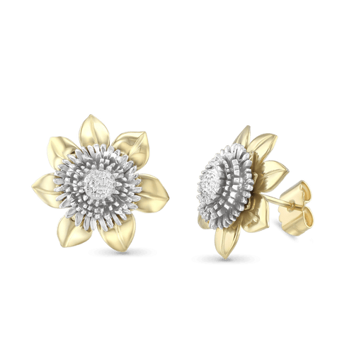 Clematis Empress Stud Earrings Catherine Best Dev Silver and 9ct Yellow Gold