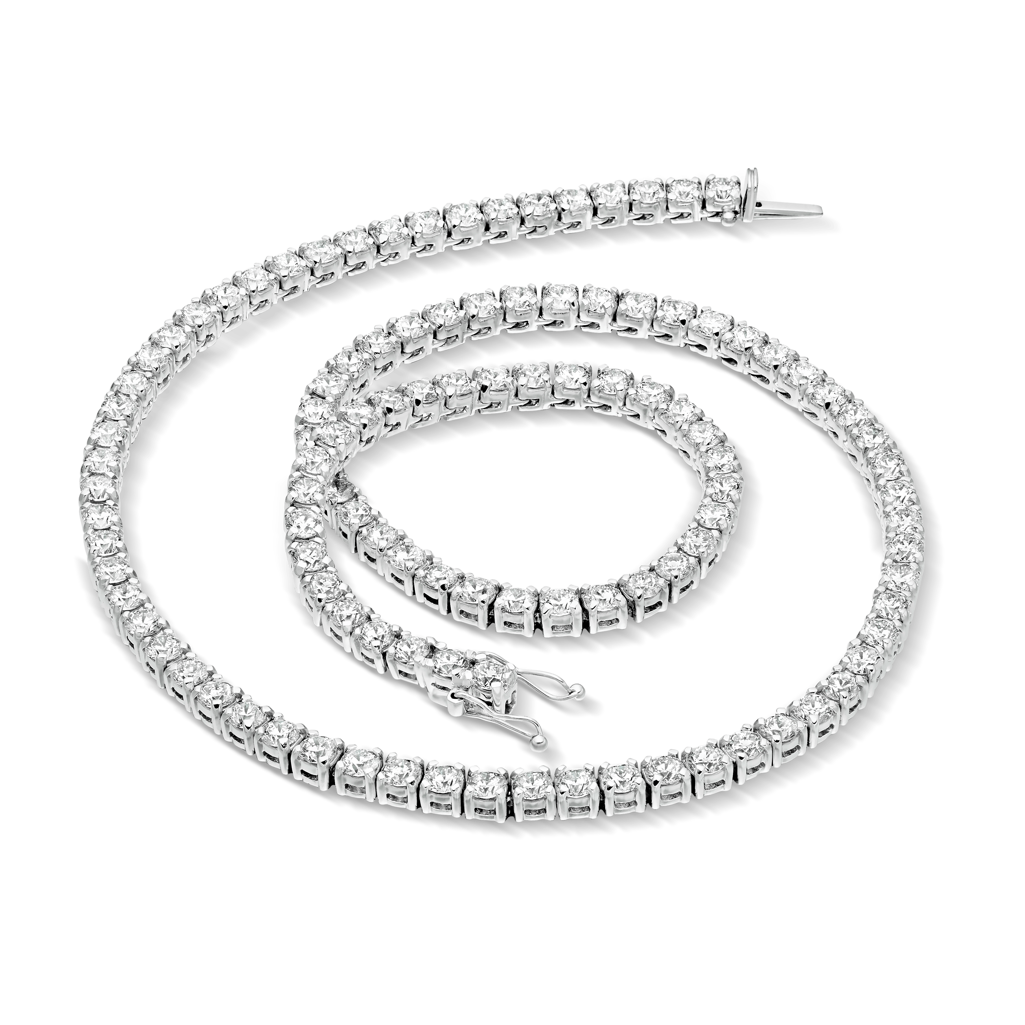 Ophelia 18ct White Gold Straight Claw Set Diamond Necklace Catherine Best Dev 10 carats featuring 154 Diamonds