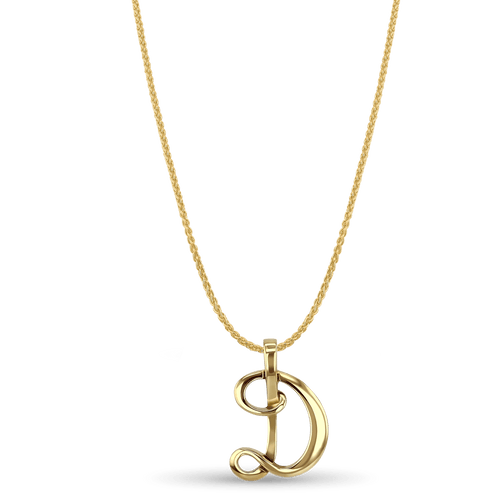 Initial D Love Letter Pendant Catherine Best Dev 9ct Yellow Gold Pendant on a 18 chain