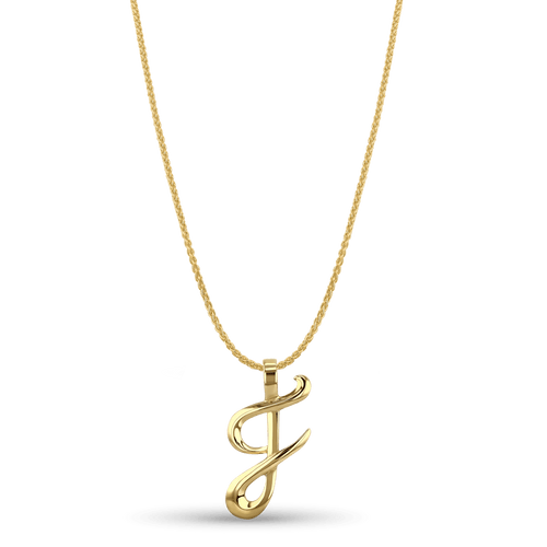 Initial F Love Letter Pendant Catherine Best Dev Pendant on a 18 chain 9ct Yellow Gold