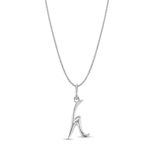 Initial H Love Letter Mini Pendant in Silver Catherine Best Dev Pendant on a 18