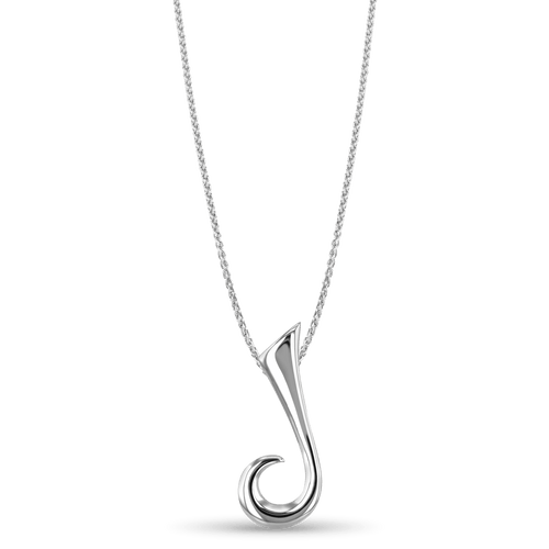 Initial J Love Letter Pendant Catherine Best Dev Silver Pendant on a 18 chain