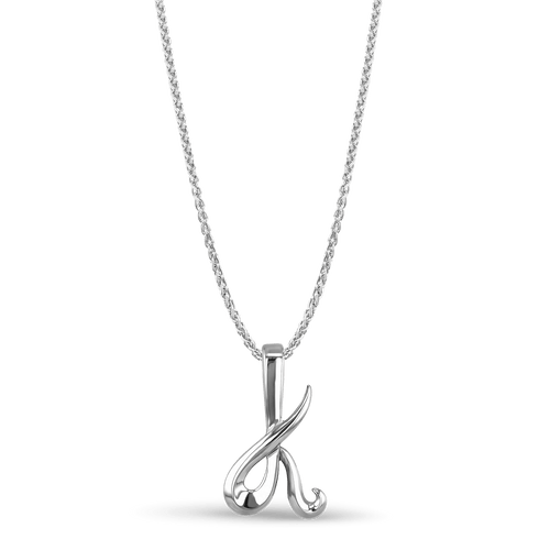 Initial K Love Letter Pendant Catherine Best Dev Silver Pendant on a 18 chain