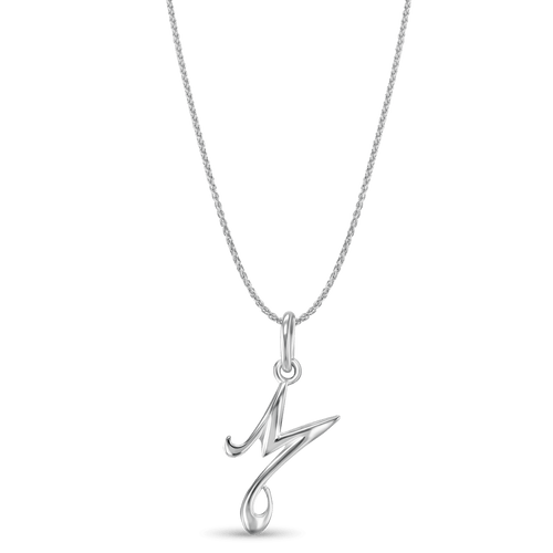 Initial M Love Letter Mini Pendant in Silver Catherine Best Dev Pendant on a 18