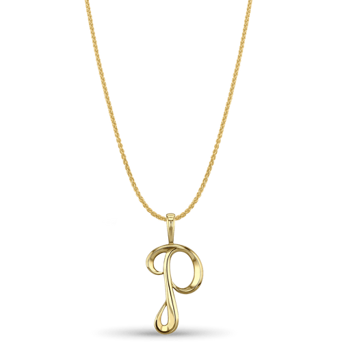 Initial P Love Letter Pendant Catherine Best Dev 9ct Yellow Gold Pendant on a 18 chain