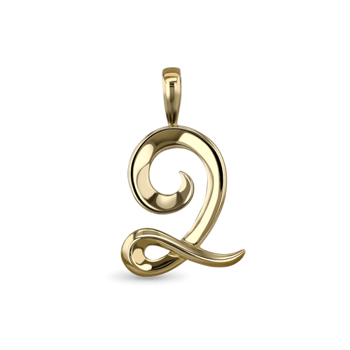 Initial Q Love Letter Pendant Catherine Best Dev 9ct Yellow Gold Pendant