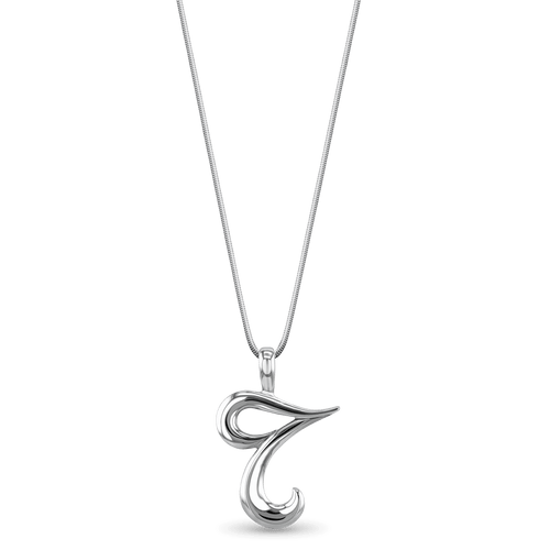 Initial T Love Letter Pendant Catherine Best Dev Silver Pendant on a 18 chain