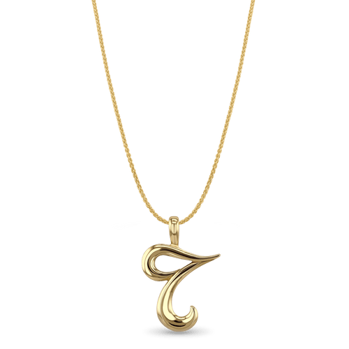 Initial T Love Letter Pendant Catherine Best Dev 9ct Yellow Gold Pendant on a 18 chain