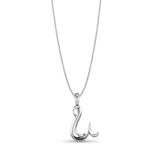 Initial U Love Letter Pendant Catherine Best Dev Silver Pendant on a 18 chain