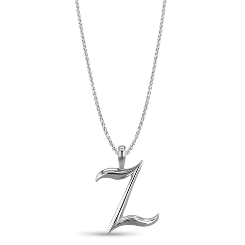 Initial Z Love Letter Pendant Catherine Best Dev Silver Pendant on a 18