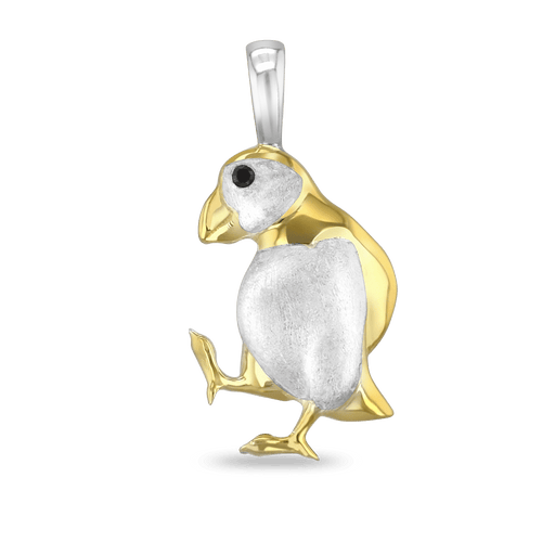 Oscar the Puffin Pendant Catherine Best Dev Silver and Gold Plate Pendant