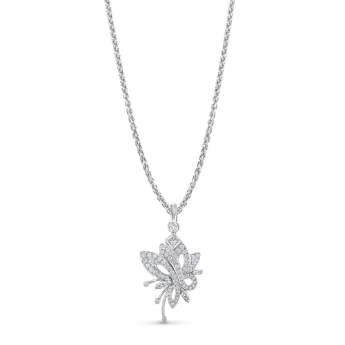 Flutterby Handmade Diamond Pendant in Platinum Catherine Best Dev Pendant on a 18