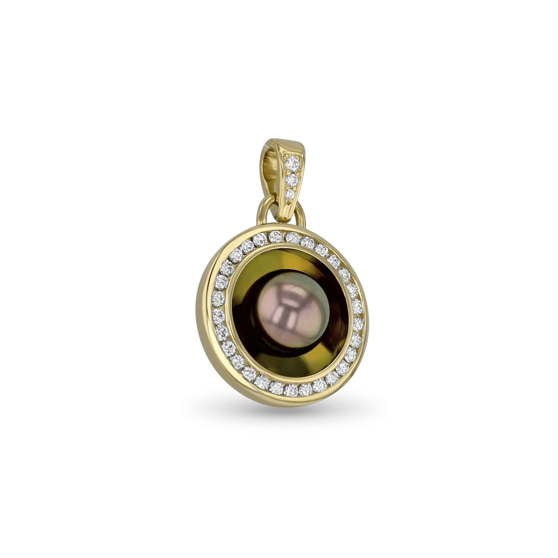 Reflections X 18ct Yellow Gold Handmade Tahitian Pearl and Diamond Pendant Catherine Best Dev Pendant