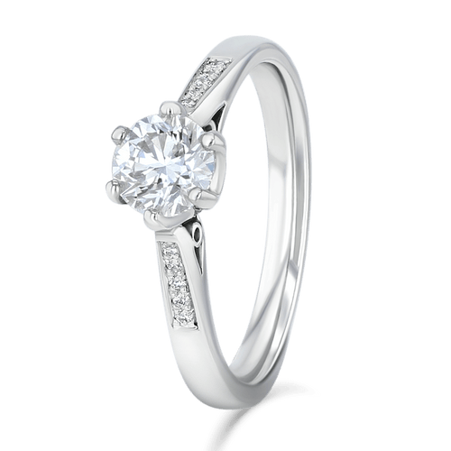 Minerva Ring Catherine Best Dev 6 Claw with Diamond Set Shoulders Platinum 0.70ct D Vs2