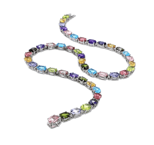 Sweetie Necklace 18ct White Gold and Diamond Necklace with myriad Gemstones Catherine Best Dev Option 1