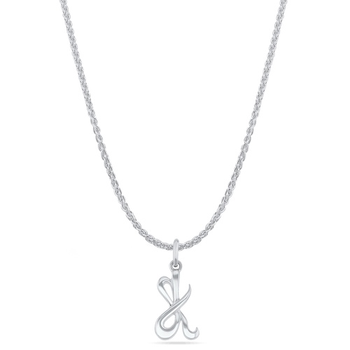 Initial K Love Letter Mini Pendant in Silver Catherine Best Dev Pendant on a 18