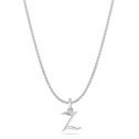 Initial Z Love Letter Mini Pendant in Silver Catherine Best Dev Pendant on a 18
