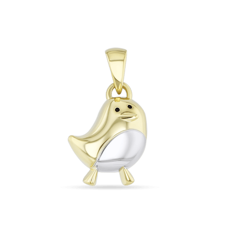Fred the Robin Pendant Catherine Best 18ct Yellow Gold and Rhodium Plate Pendant