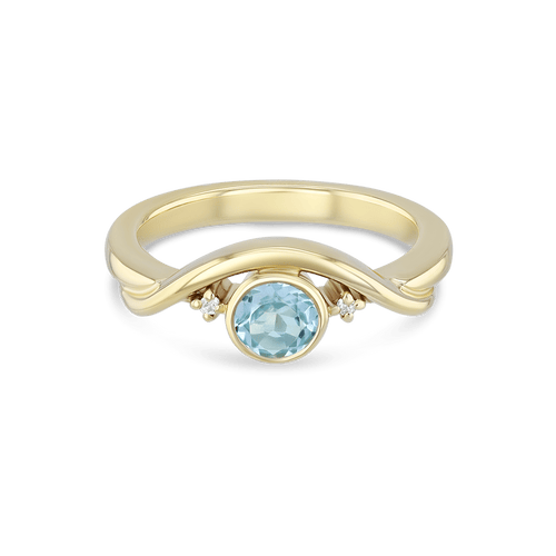 Embrace Ring Catherine Best 9ct Yellow Gold with Blue Topaz and Diamond 