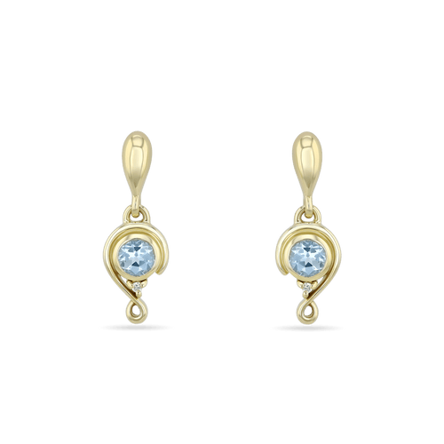 Embrace Drop Earrings Earring Catherine Best 9ct Yellow Gold with Blue Topaz and Diamond 