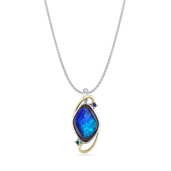 Star Struck Opal, Sapphire & Tsavorite Garnet Pendant Catherine Best Pendant with 18ct Yellow Gold Chain 