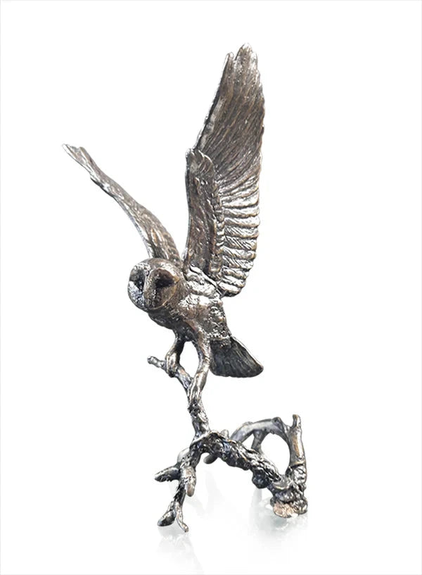 Richard Cooper Barn Owl with Pinecones Bronze Sculpture Sculptures & Statues Catherine Best 