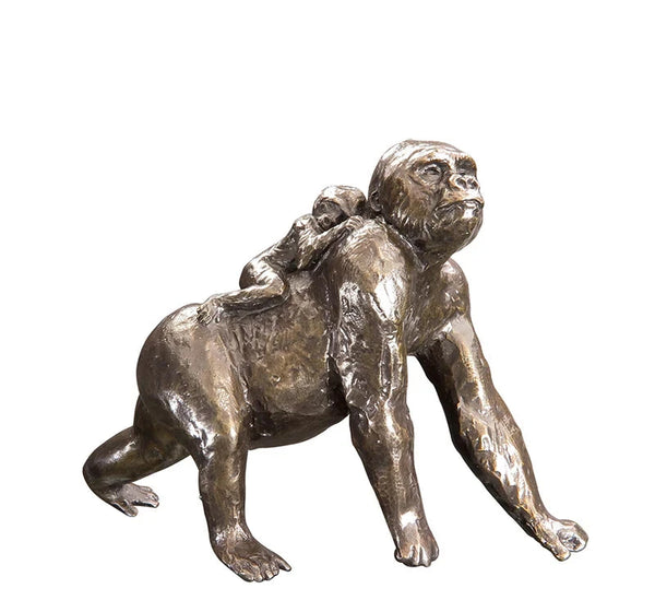 Richard Cooper Small Gorilla with Baby Bronze Sculpture Catherine Best Dev 