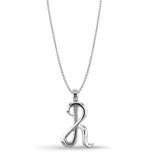 Initial R Love Letter Pendant Catherine Best Dev Silver Pendant on a 18