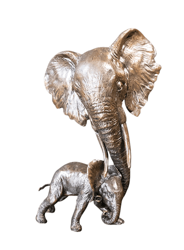 Richard Cooper Elephant and Calf Solid Bronze Sculpture Catherine Best Dev 