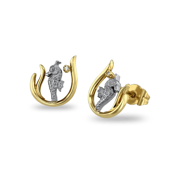 Seahorse Gold & Diamond Stud Earrings Catherine Best Dev 