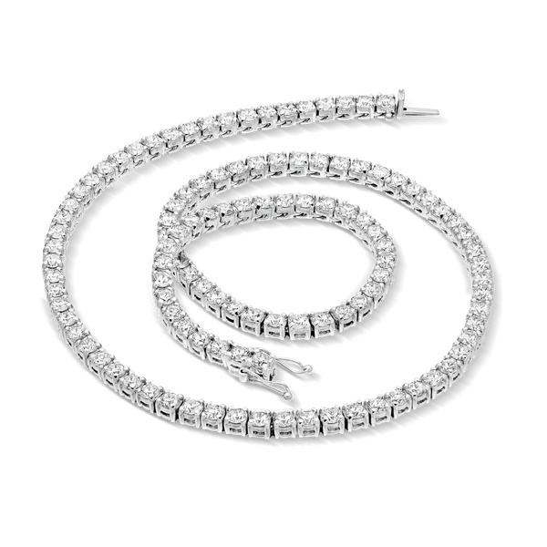 Ophelia 18ct White Gold Straight Claw Set Diamond Necklace Catherine Best Dev 10 carats featuring 154 Diamonds 
