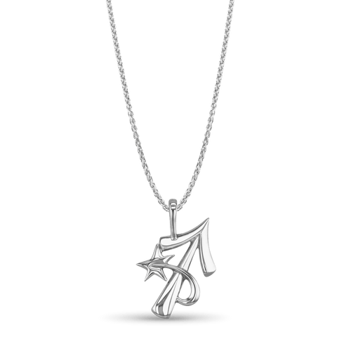 Sagittarius Zodiac Pendant Catherine Best Dev Silver Pendant on a 18