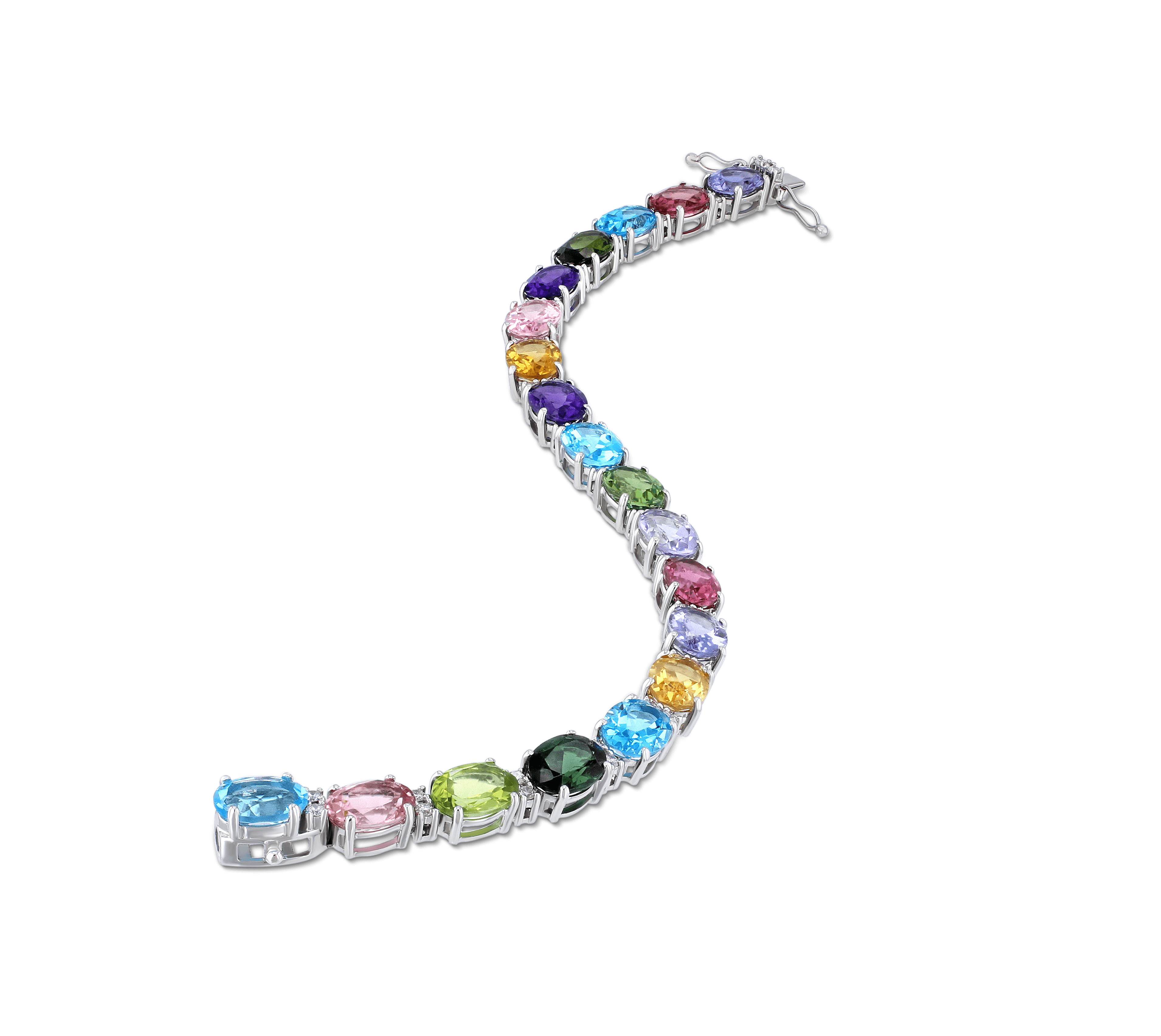 Sweetie Bracelet 18ct White Gold and Diamond Bracelet with myriad Gemstones Catherine Best Dev Option 1 