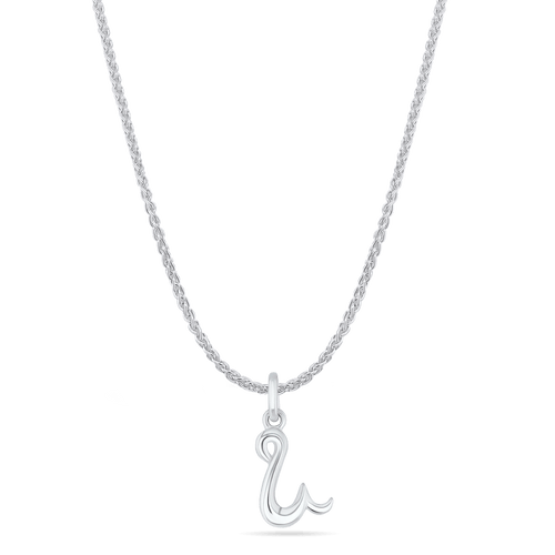 Initial U Love Letter Mini Pendant in Silver Catherine Best Dev Pendant on a 18