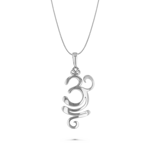 OM Symbol Pendant in Silver Catherine Best Dev Silver Pendant on a 18